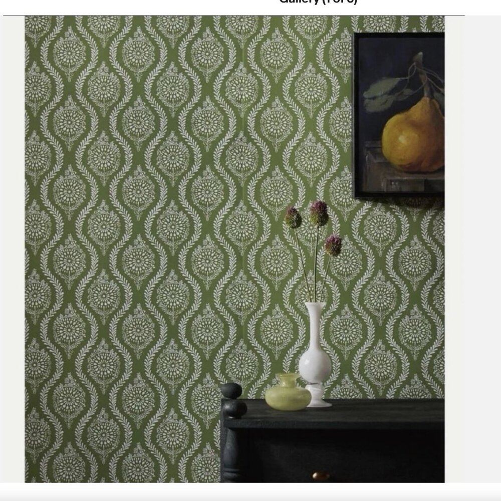 Anthropologie Brunschwig & Fils Marindol Geometric Wallpaper Moss Green